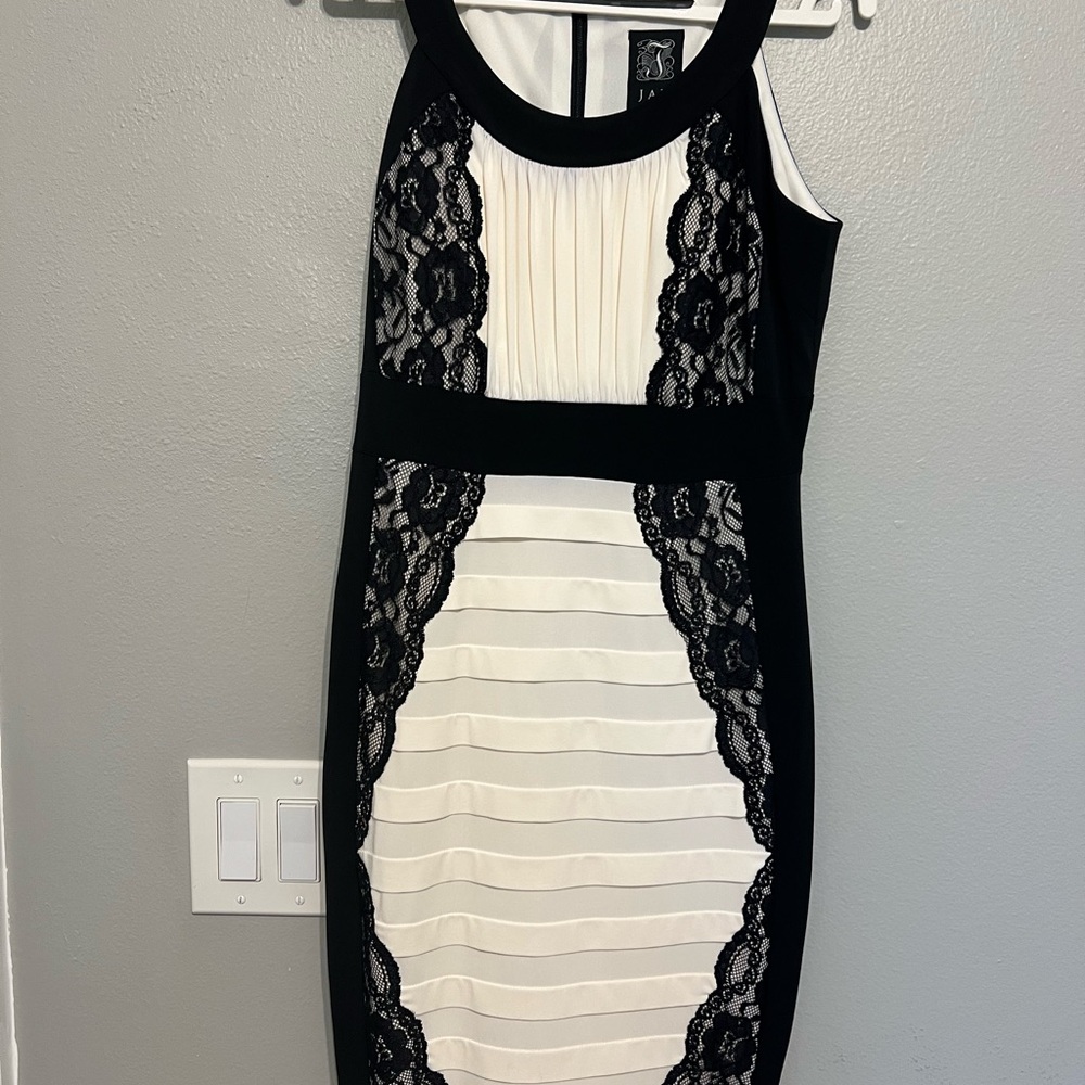 Jax Elegant Black and Cream Lace Mini Dress